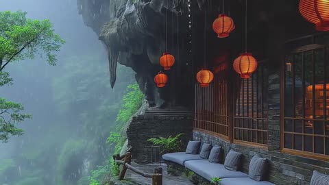 Cliffside Tea Lounge with Lanterns
