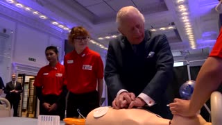 Britian's King Charles tests his CPR skills at London event