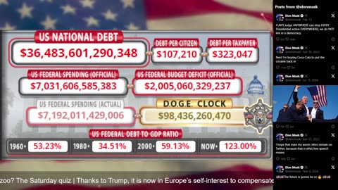 DOGE Live US Debt Clock and Live X Posts