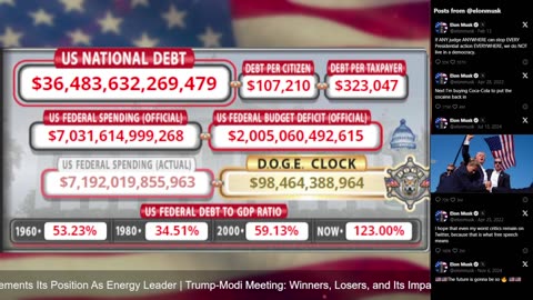 DOGE Live US Debt Clock and Live X Posts