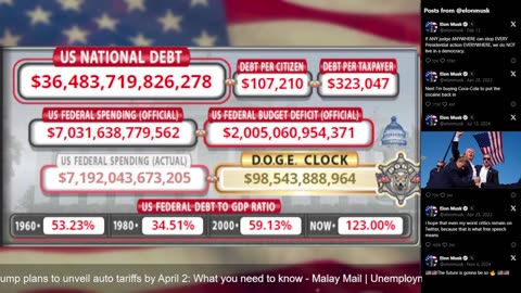 DOGE Live US Debt Clock and Live X Posts