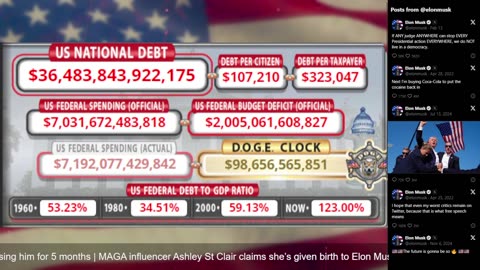 DOGE Live US Debt Clock and Live X Posts