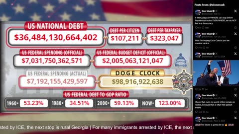 DOGE Live US Debt Clock and Live X Posts