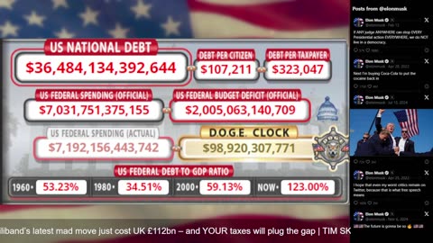 DOGE Live US Debt Clock and Live X Posts