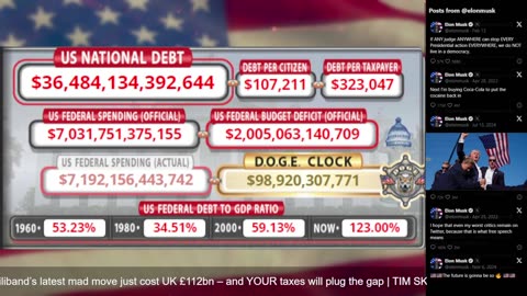 DOGE Live US Debt Clock and Live X Posts