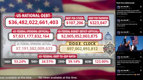 DOGE Live US Debt Clock and Live X Posts