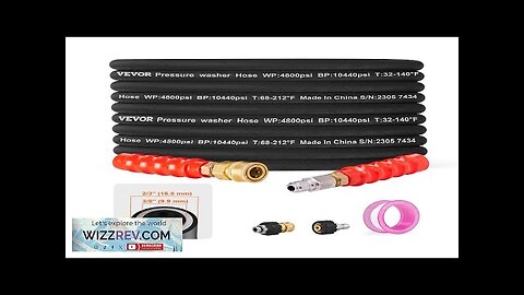 VEVOR Pressure Washer Hose 100FT Kink Free 3/8"-φ14.8 Male 3/8"-φ15 Female Review