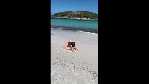 yoga out on an island beach