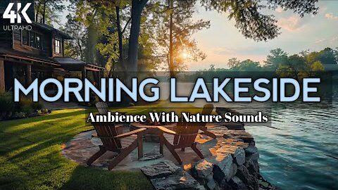 Morning Lakeside Ambience with Nature Sounds and Relaxing Campfire to Relax, Study & Stress Relief