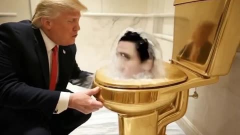 Trump flushing Trudeau down the toilet!