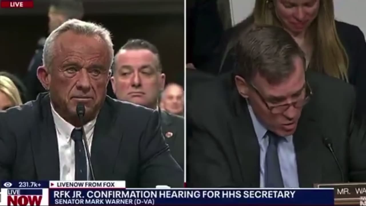 Big Pharma Shill Mark Warner Questions RFK Jr. at Confirmation Hearing