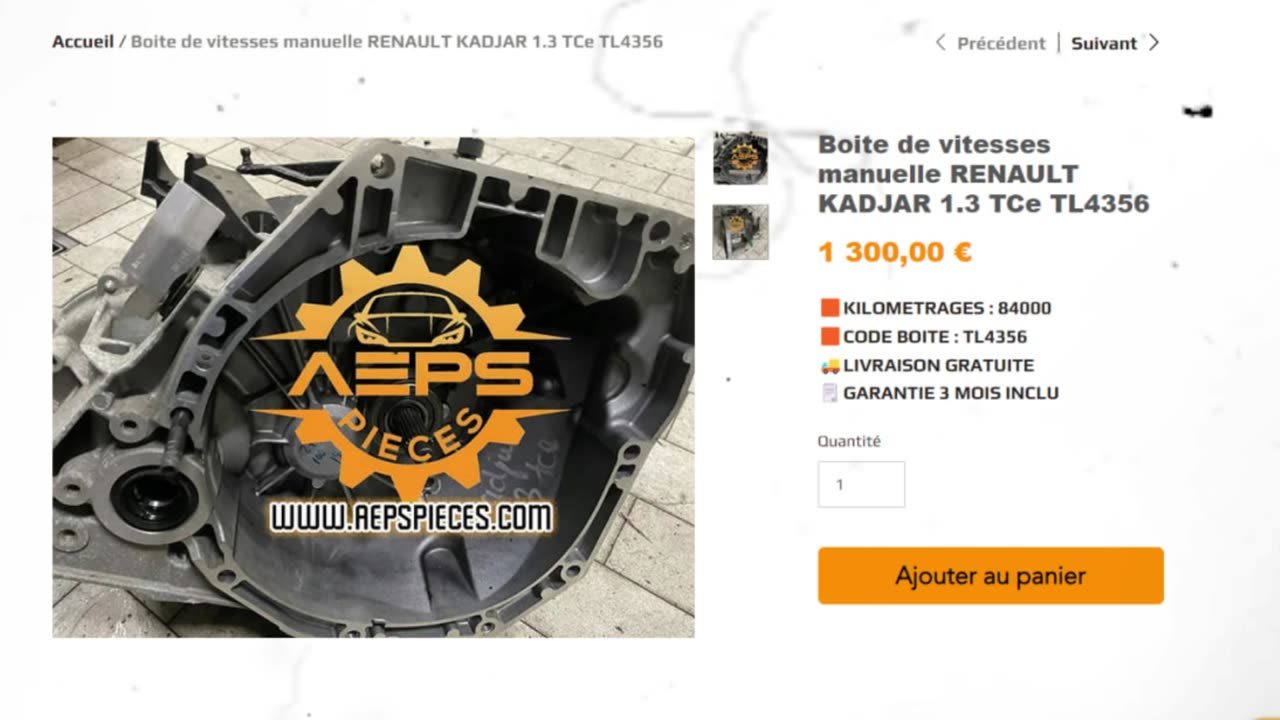 AEPSPIECES.COM - Boite de vitesses manuelle RENAULT KADJAR 1.3 TCe TL4356