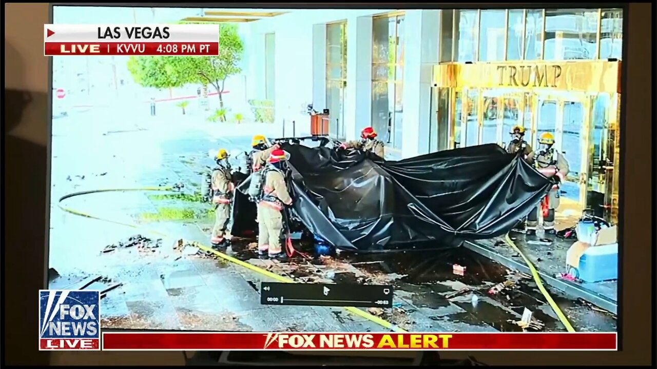 🚨 BREAKING: Las Vegas Police release new video of the exploded Cybertruck outside of the Trump Hotel