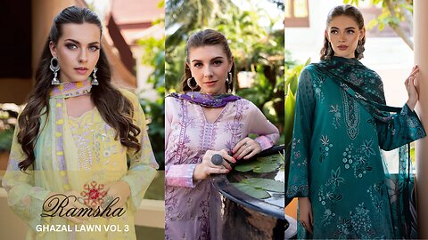 Ramsha Unstitched Collection 2025 | Ghazal Luxury lawn Vol-3 | Pakistani Clothes uk