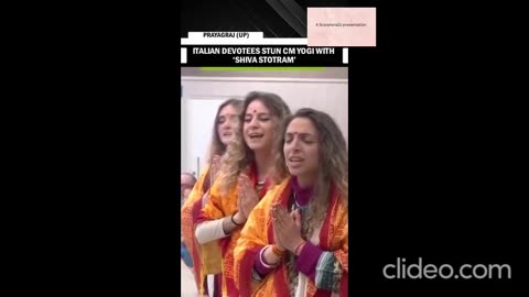 italian devotees sing shiva sotram in front of Up cm