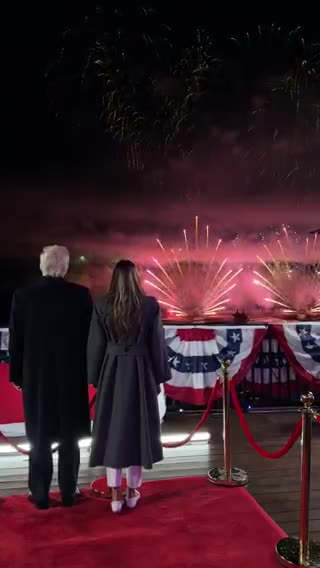 Pre-inauguration: President-elect Trump and first lady Melania Trump watch a firework show