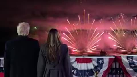 Pre-inauguration: President-elect Trump and first lady Melania Trump watch a firework show