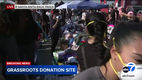 🚩 Volunteers, wildfire evacuees descend on Santa Anita Race Track for supplies