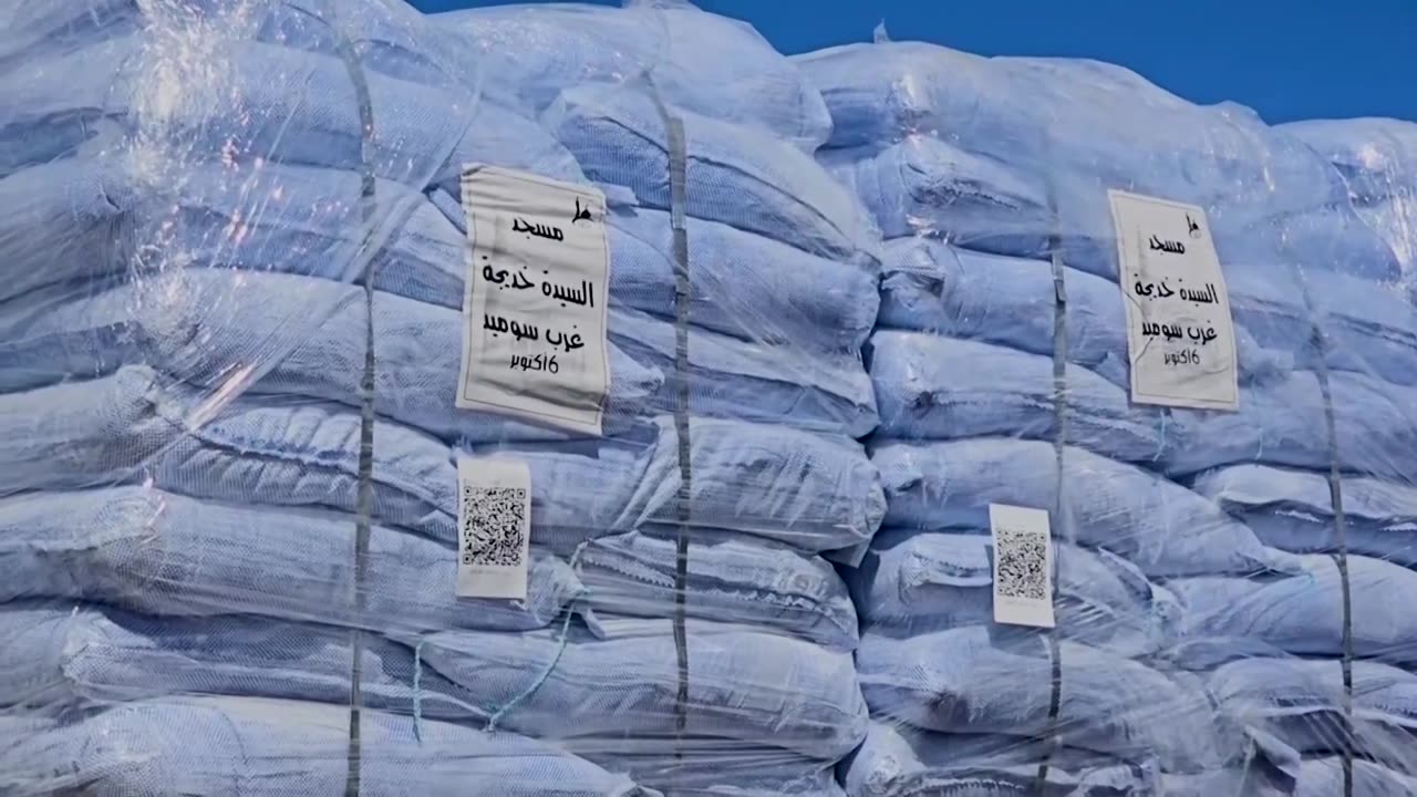 Trucks line up at Rafah border as Israel blocks aid into Gaza