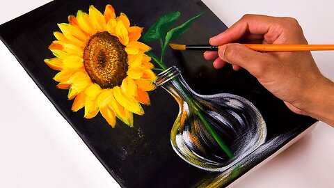 Flower painting _ Sunflower Painting Tutorial _ Acrylic painting on canvas