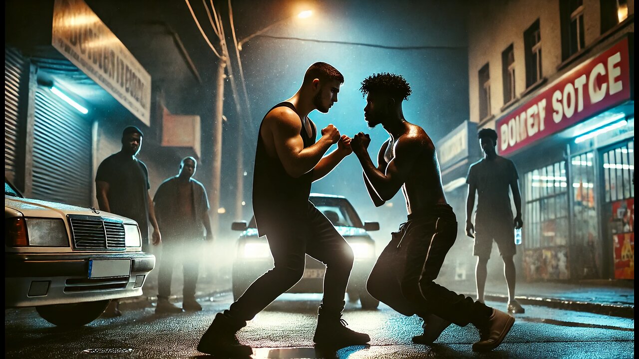 RealFights: Streetlight Showdown – One-Shoe Fighter vs Skinny Opponent