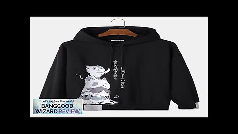 ChArmkpR Mens Hooded Sweatshirts Japanese Cat Print Contrast Patchwork Drawstring Hoodies Review