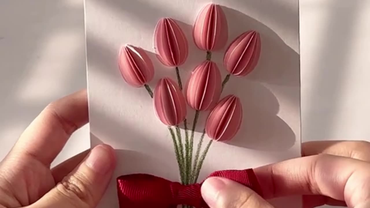 diy 3d tulip card🌷🎀 here’s a little something i made on a whim.