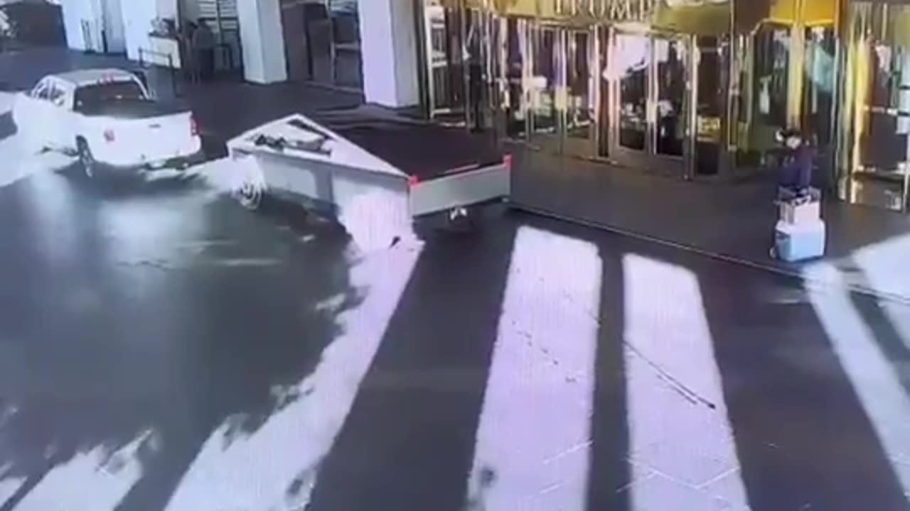 Video footage of the Tesla Cybertruck exploding and catching fire