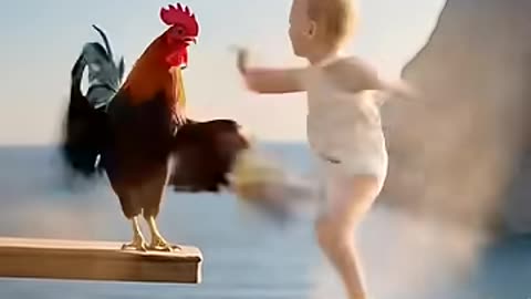 Ai generated Video | A baby boy fighting with Hen #foryou #shorts #ai