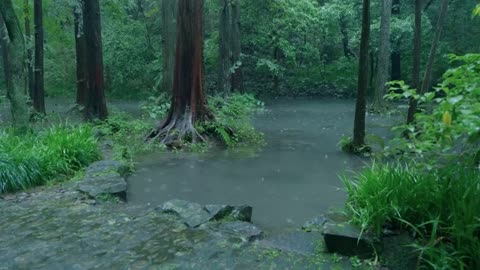 The streams and rain in the valley