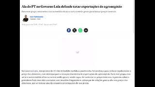 Ala do PT no Governo Lula defende taxar exportações do agronegócio