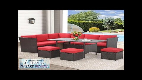 7 Pieces Patio Furniture Set Outdoor Sectional Sofa Conversation Set All Weather Review