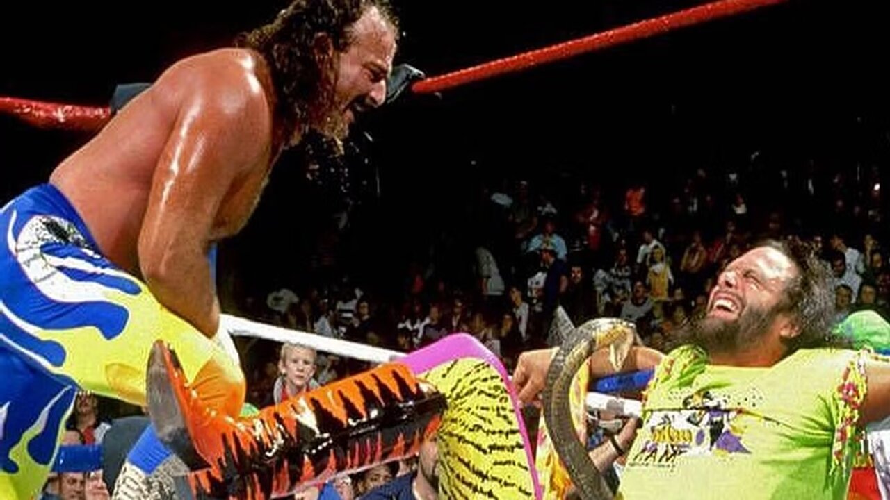 Macho Man randy Savage Reverses Snake Attack By Jake Roberts