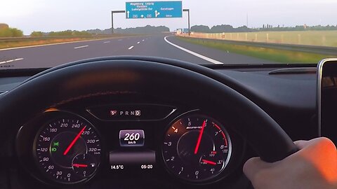 Mercedes A45 AMG Onboard Autobahn Top Speed Acceleration Sound Drive 2016 Version 381 HP