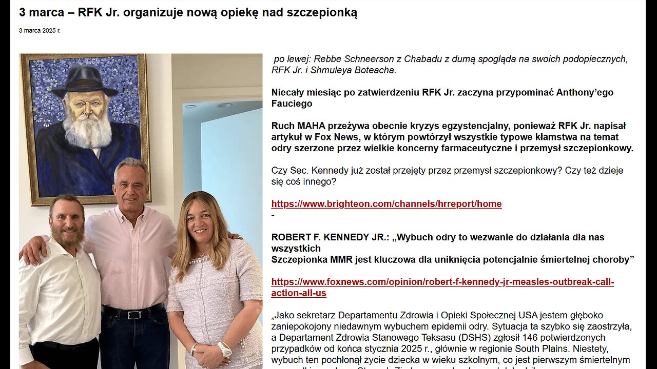 To takie rozczarowujące… RFK Jr. organizuje NOWĄ PANIKĘ SZCZEPIONKOWĄ! Niecały miesiąc po zatwierdzeniu jego nominacji, RFK Jr. już brzmi jak Anthony Fauci. 3 marca – RFK Jr. organizuje nową opiekę nad szczepionką.