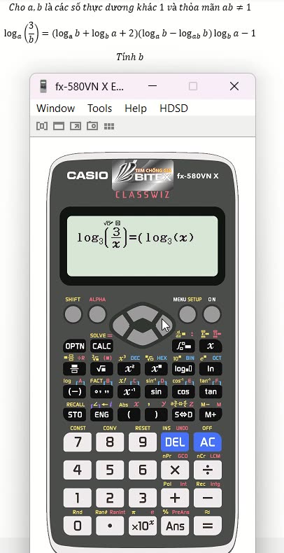 Thủ thuật CASIO: Cho a,b là các số thực dương khác 1 và thỏa mãn ab≠1log_a⁡(3/b)=(log_a⁡b+log_b⁡a+2)