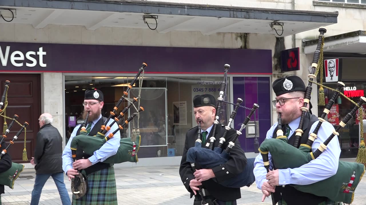 Plymouth Bagpipers February 1st 2025 City center.