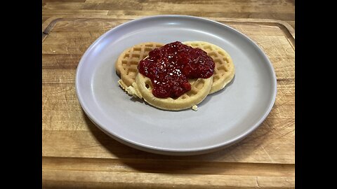 Belgian Waffles with Red Raspberry Topping