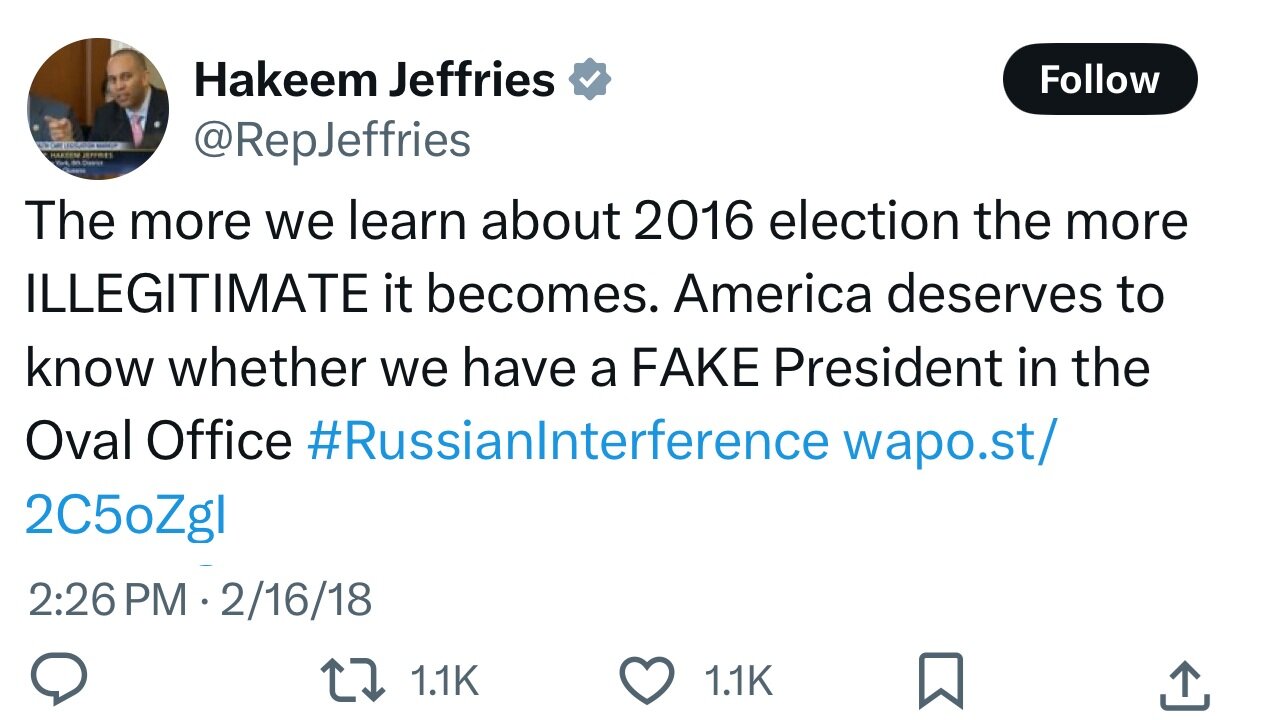 Election-Denying Hakeem Jeffries Lies That Fellow Election-Denying Dems Are Not 'Election Deniers'