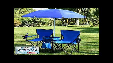 Foldable Picnic Beach Camping Double Chair+Umbrella Table Cooler Fishing Fold Review