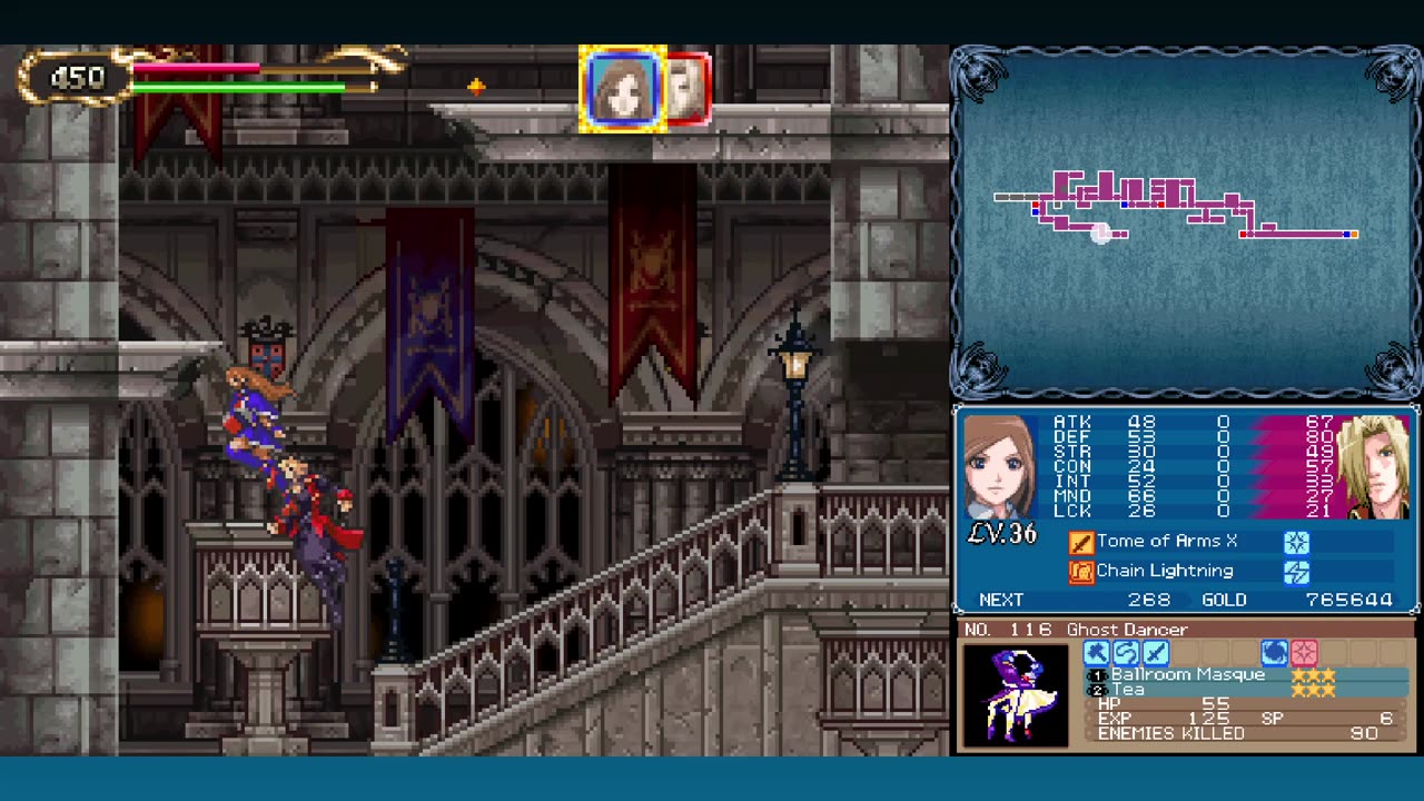 castlevania dominus: portrait of ruin p5 - time stop rewind time and then chain lightning instead