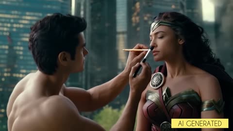 Super Man Makeup on Wonder Woman 😂