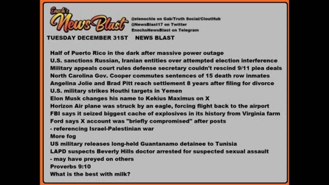 Tuesday December 31, 2024 News Blast