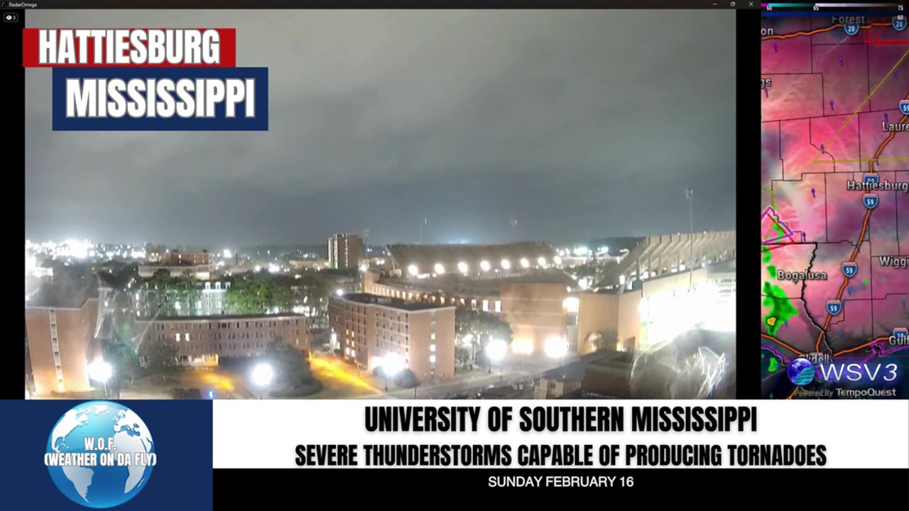 🌪️ Severe Storms Approaching The University of Southern Mississippi! 2/16/25 #shorts #weather