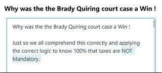 Why was the the Brady Quiring court case a Win !