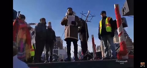 A prayer at the Truckers Freedom Convoy in 2022