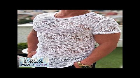 Men Lace See Through Crew Neck Short Sleeve T-Shirt White S Review