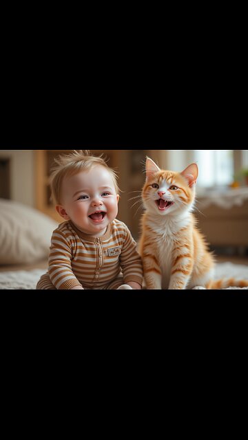 Adorable Baby and Cat Share Big Smiles and Cuddles! 🐱😄❤️
