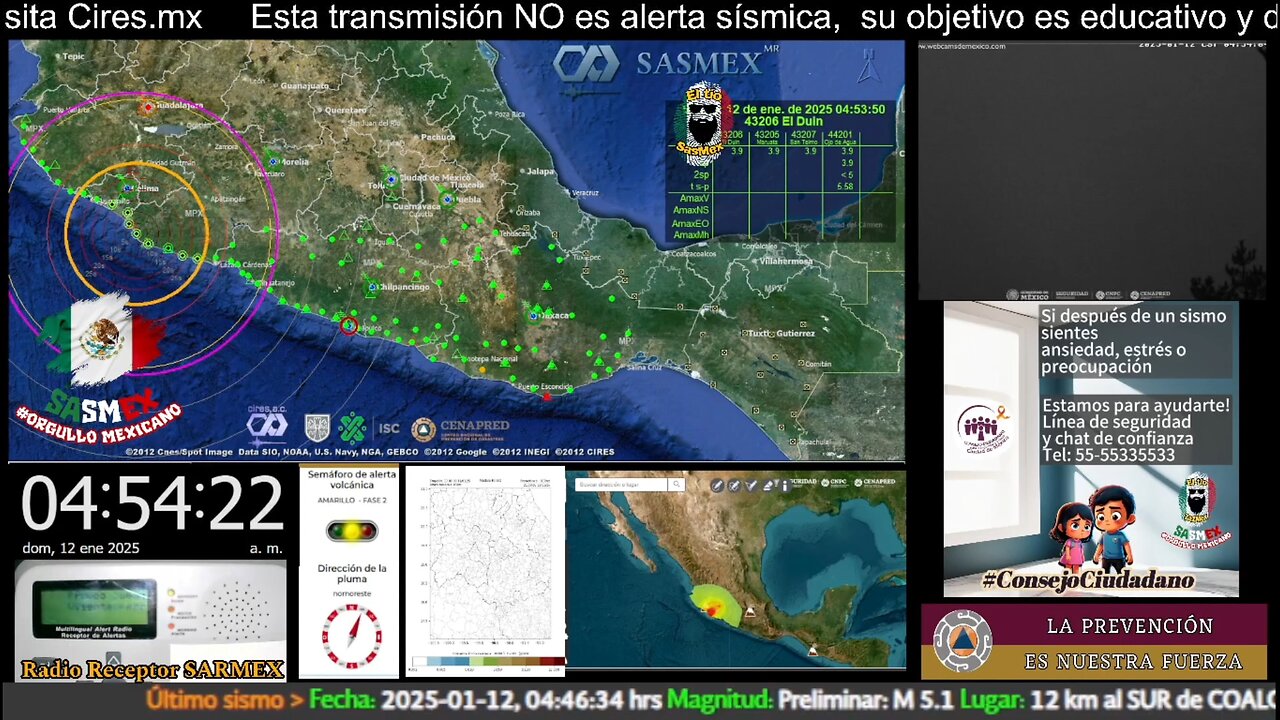 SISMO Magnitud 4.3 Loc 28 km al SUROESTE de COALCOMAN, MICH 12/01/25 04:53:41 #noameritoalerta