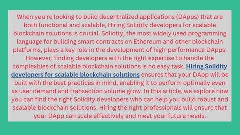 How to Find Solidity Developers Who Can Build Scalable DApps